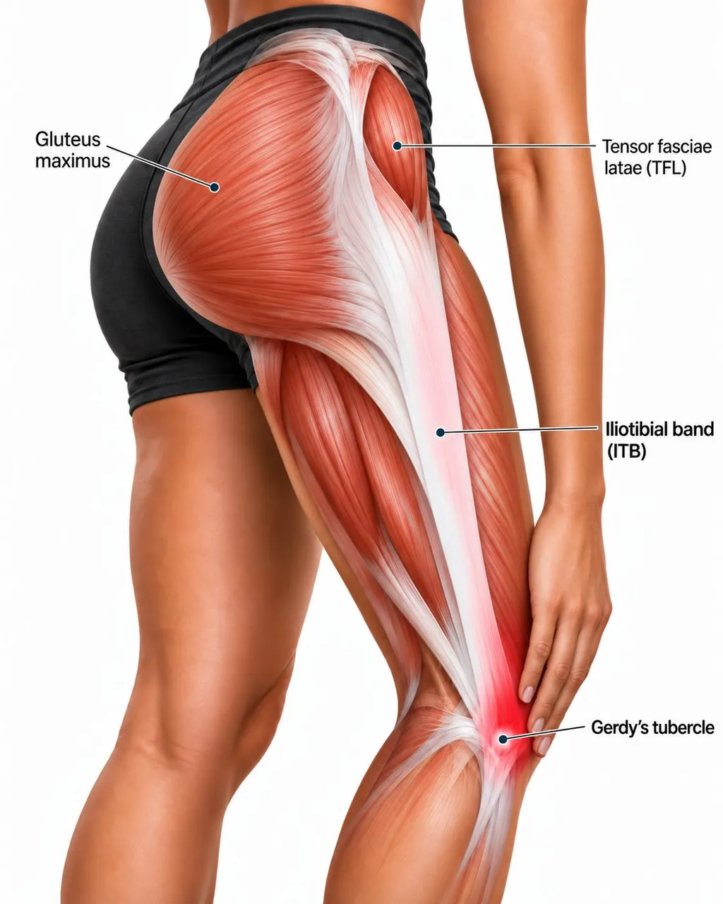 Hands working on the calf muscle of a person lying on a towel